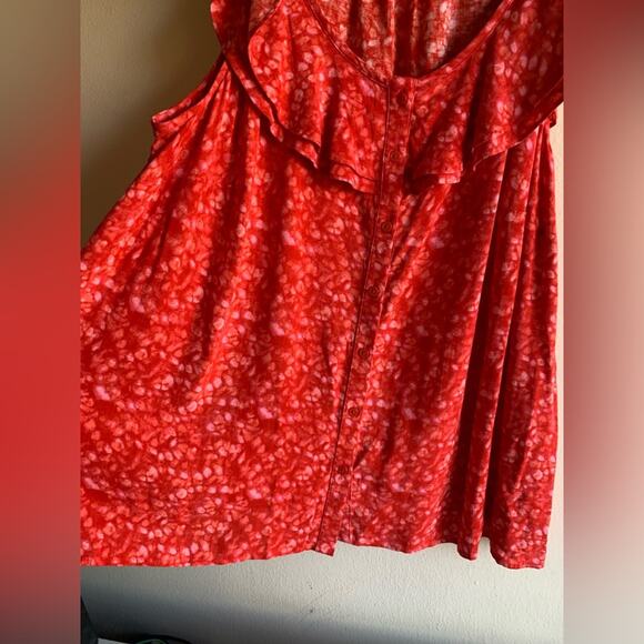 AVA & VIV Plus Ruffle Cap Sleeve Tank Top Blouse Button Down Size 2X - Picture 6 of 9